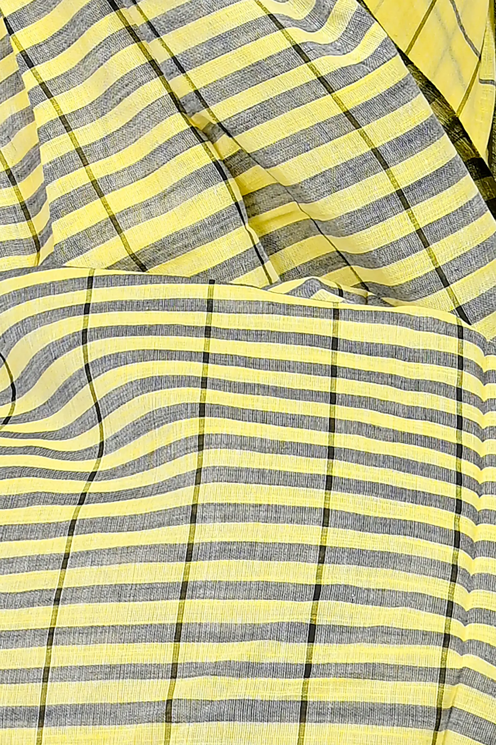 Yellow Cotton Blended Parodhi Hand Loom Saree (482)